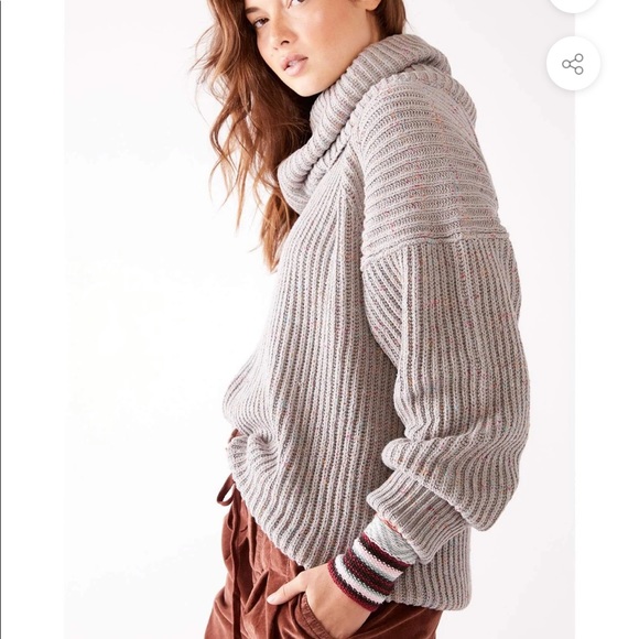 FREE PEOPLE LEO TUNIC SILVER GLEAM COMBO SWEATER - Picture 4 of 15